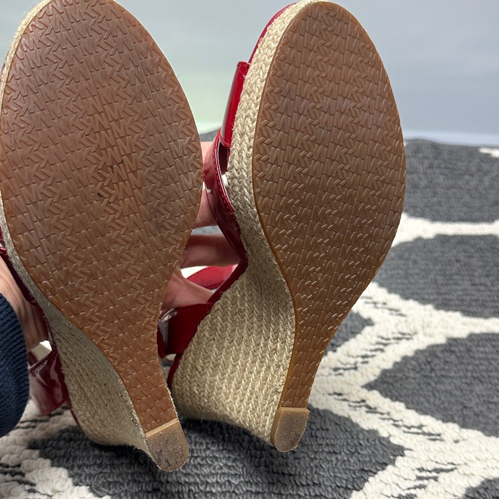 Michael Kors Red Patent Wedge Sandals - Picture 4 of 6